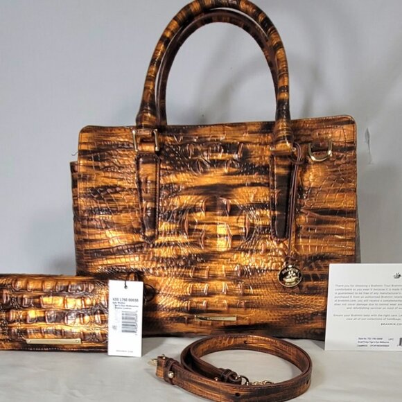 Brahmin Handbags - 2 pc. BRAHMIN TIGER/TIGER'S EYE SMALL FINLEY SHOULDER BAG/PURSE-ADY WALLET SET